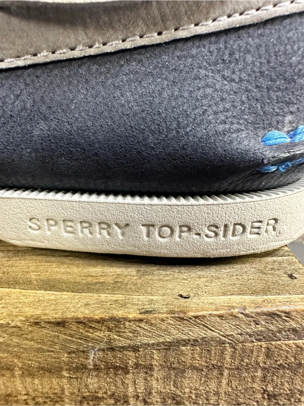 Sperry Authentic Original Plush Washable Boat Shoes Navy Gray Cork Mens Size 9M